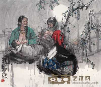 史国良 母与子 镜心 96×110cm